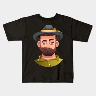 A brutal bearded man with a small smile Kids T-Shirt